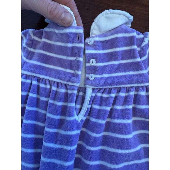Ralph Lauren Lavender/White Stripe Peter Pan Collar Velour Coverall Baby 6 Mos - Picture 7 of 8